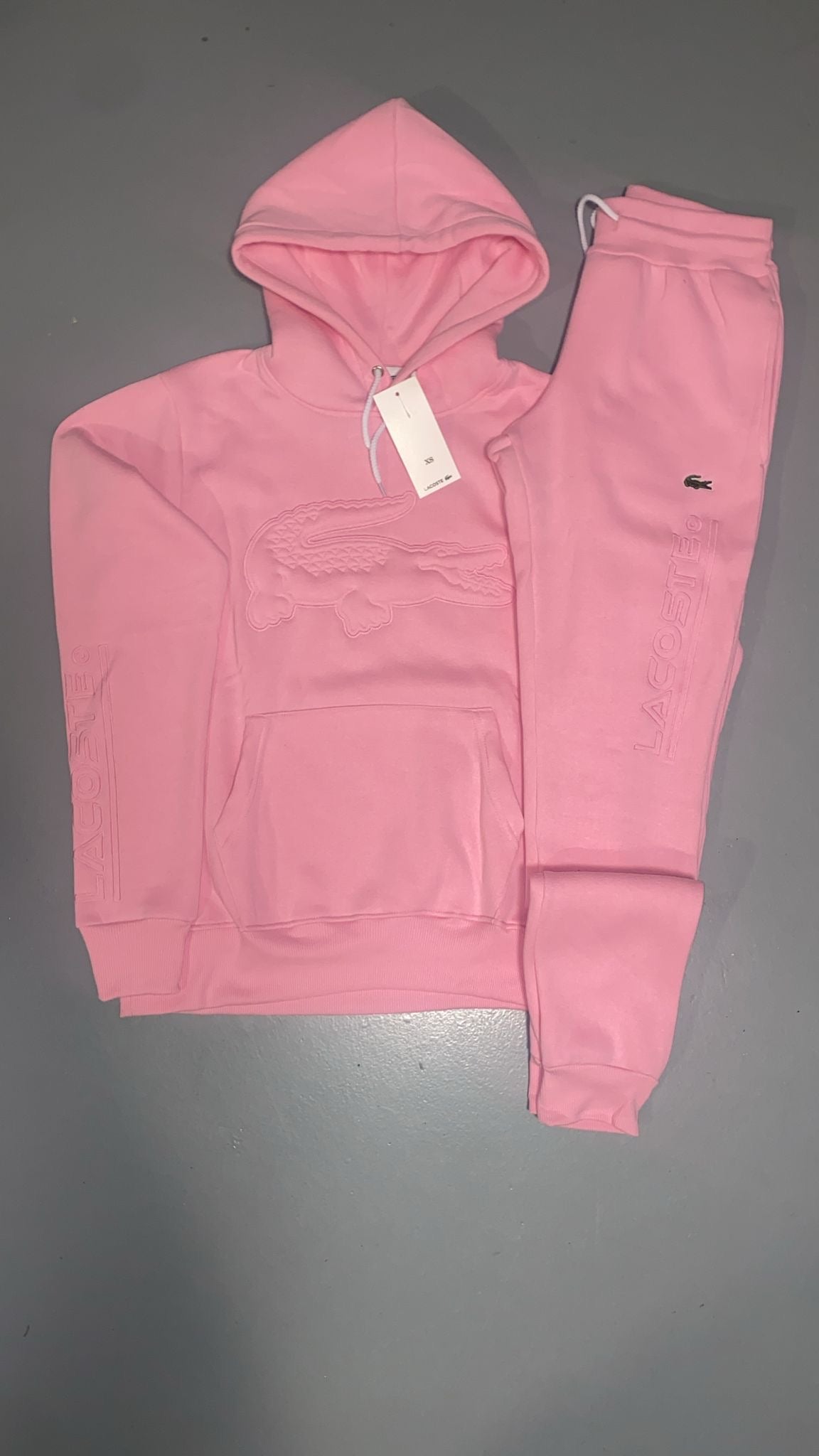 Chandal Lacoste rosa bordado