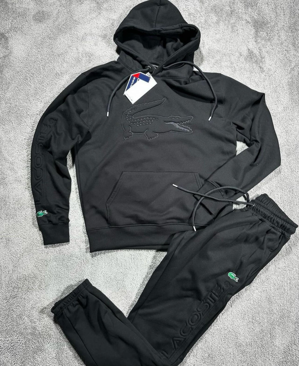 Chandal Lacoste Negro Bordado