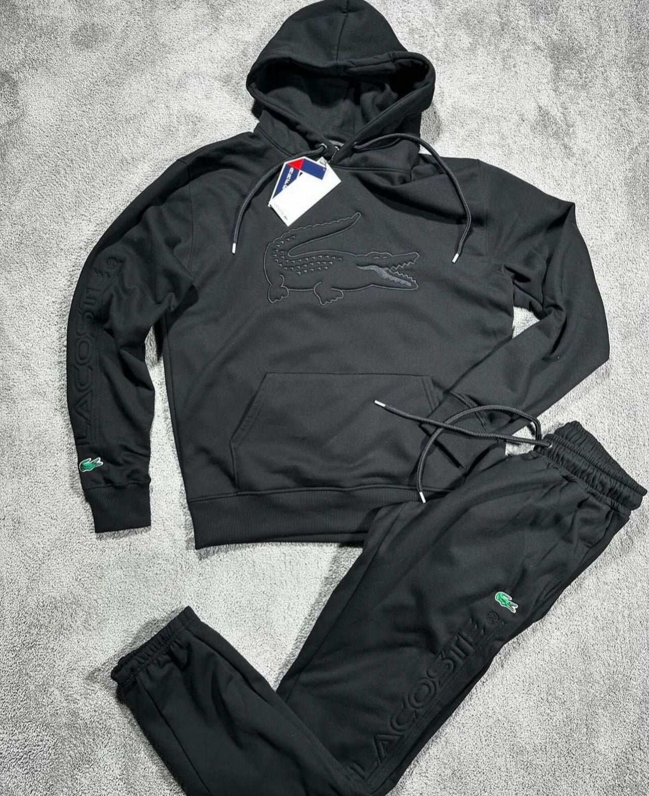 Chandal Lacoste Negro Bordado